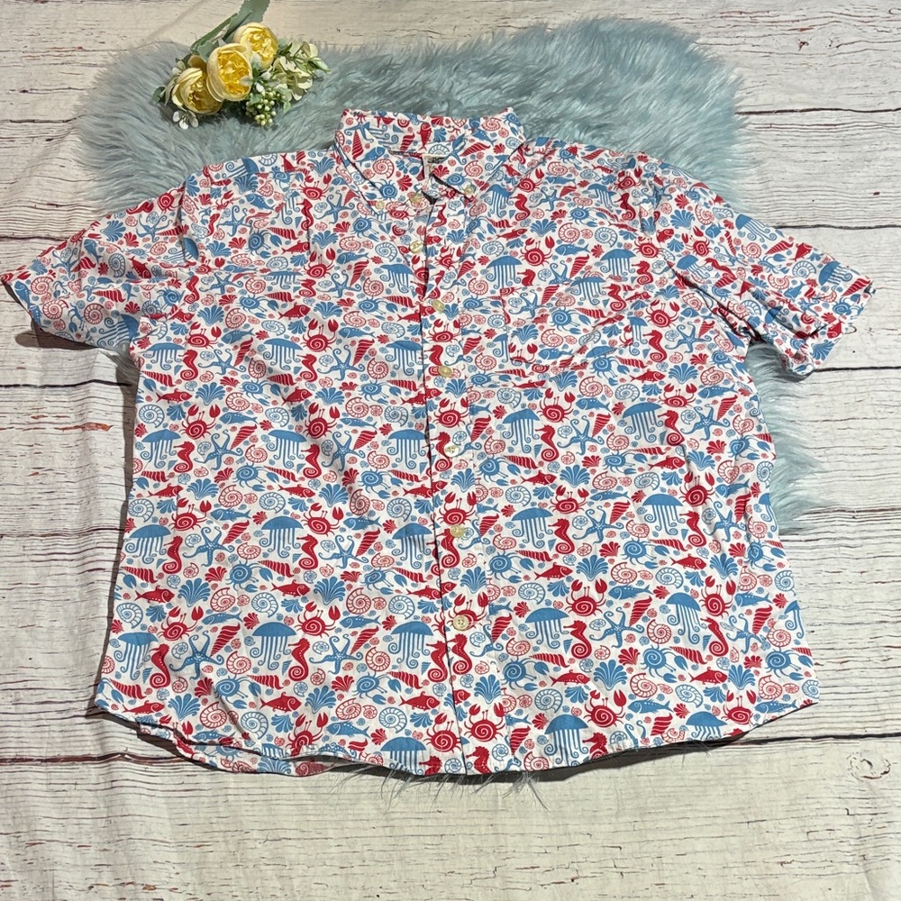 Kennington LTD California Under The Sea Regular Fit Short Sleeve Button Down